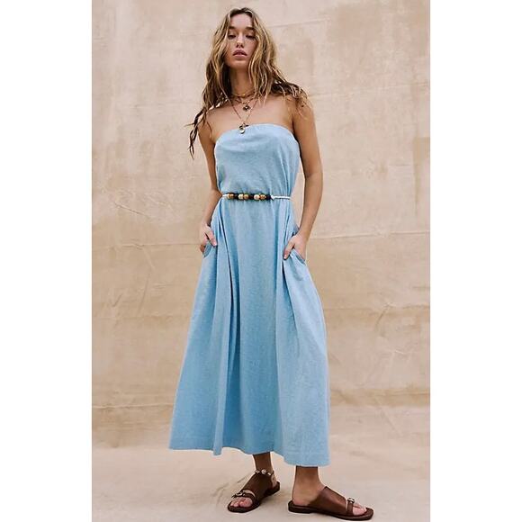 Free People Beach Peyton Maxi Dress in Blue Size XS NWOT - Picture 3 of 6